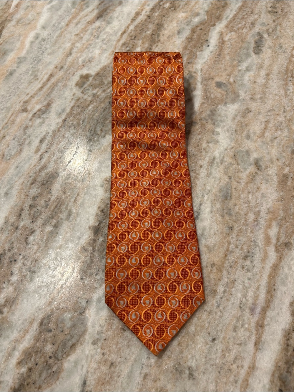 Ermenegildo Zegna Orange Circular Pattern Silk Tie